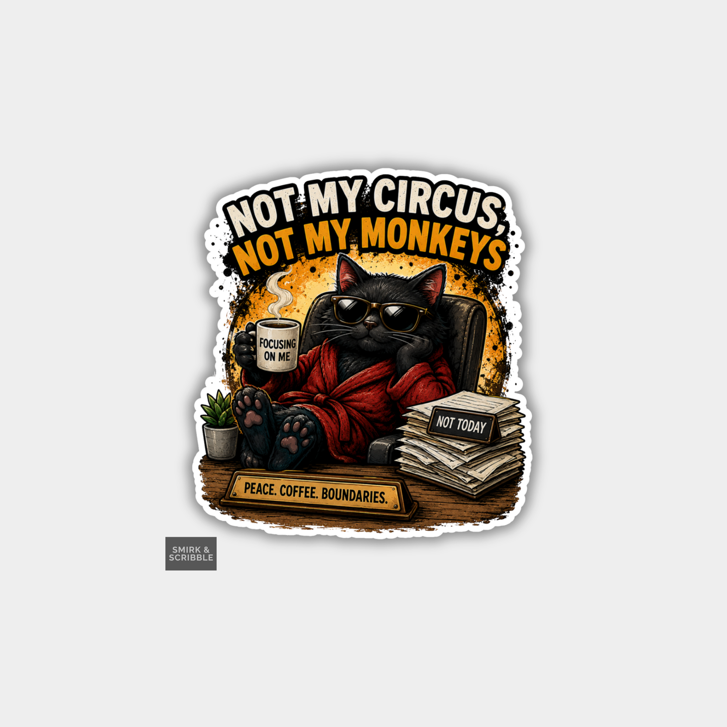 Funny Vinyl Die Cut Sticker - Boundaries Cat