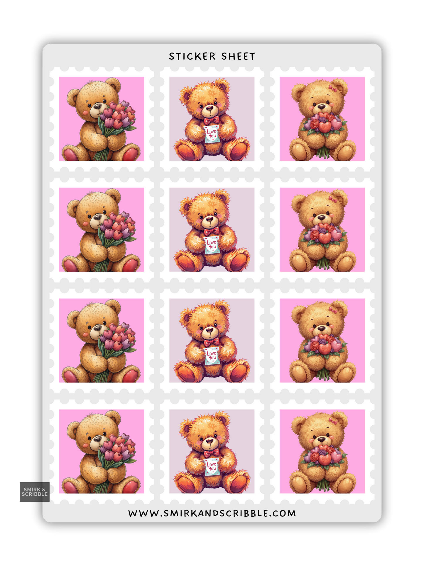 Romantic Bear Stamp Stickers