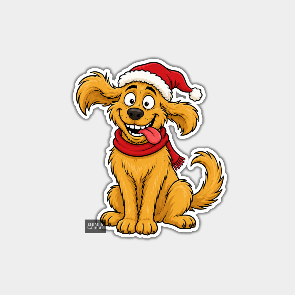Funny Christmas Sticker - Cheeky Posing Happy Dog