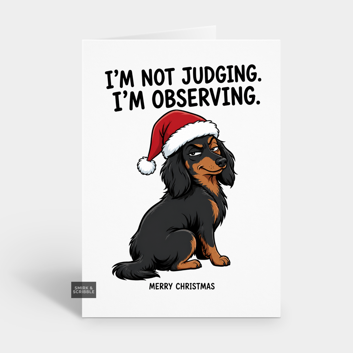 Funny Christmas Card - Cheeky Judging Dog
