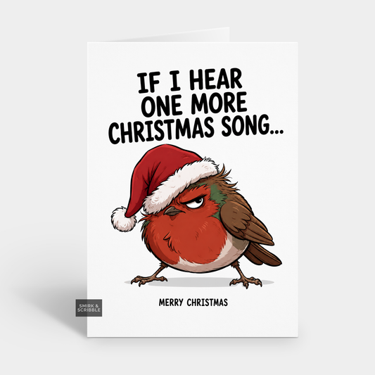 Funny Christmas Card - Grumpy Red Robin