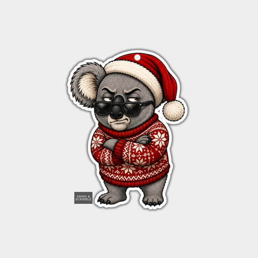 Funny Christmas Gift Tags - Cute Judgy Koala In Xmas Jumper