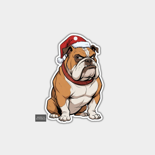 Funny Christmas Gift Tags -  Angry English Bulldog