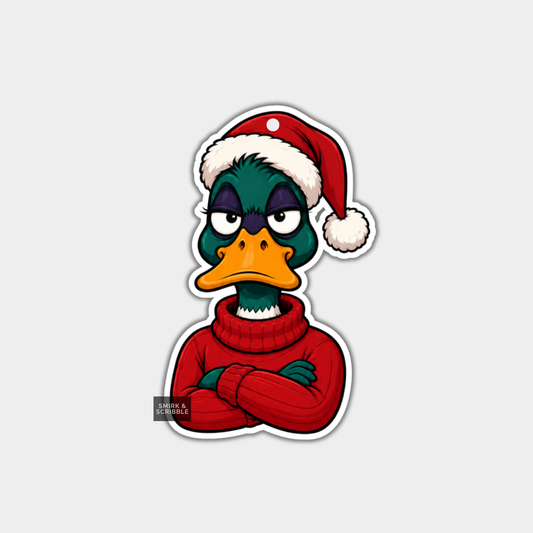 Funny Christmas Gift Tags - Judgy Duck In Santa Hat