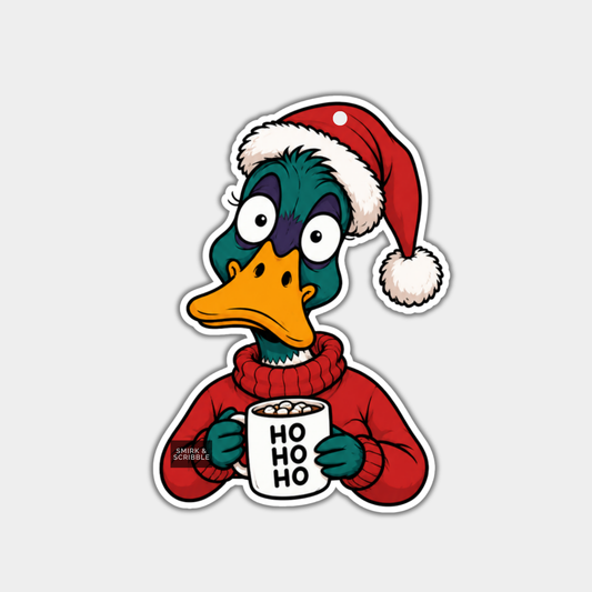 Funny Christmas Gift Tags - Cute Duck In Santa Hat