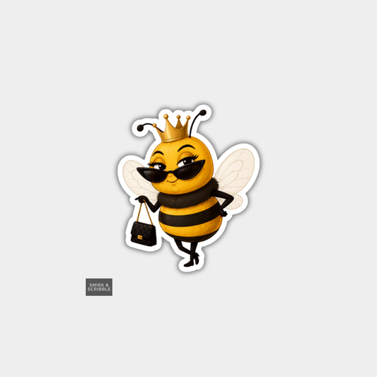 Funny Die Cut Vinyl Sticker - Cute Bee & Crown