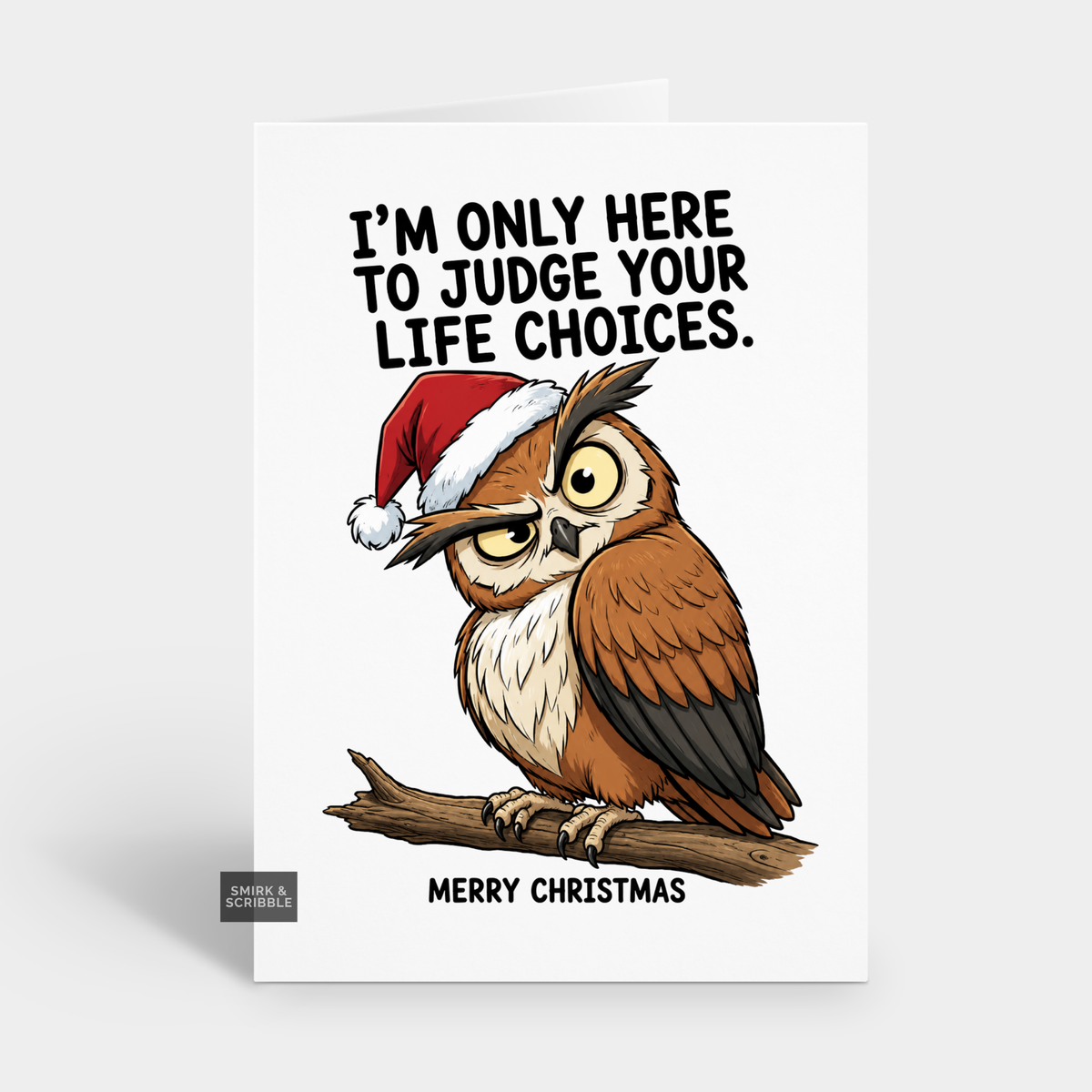 Funny Christmas Card - Judging Owl