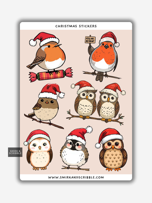 Christmas Birds Sticker Sheet