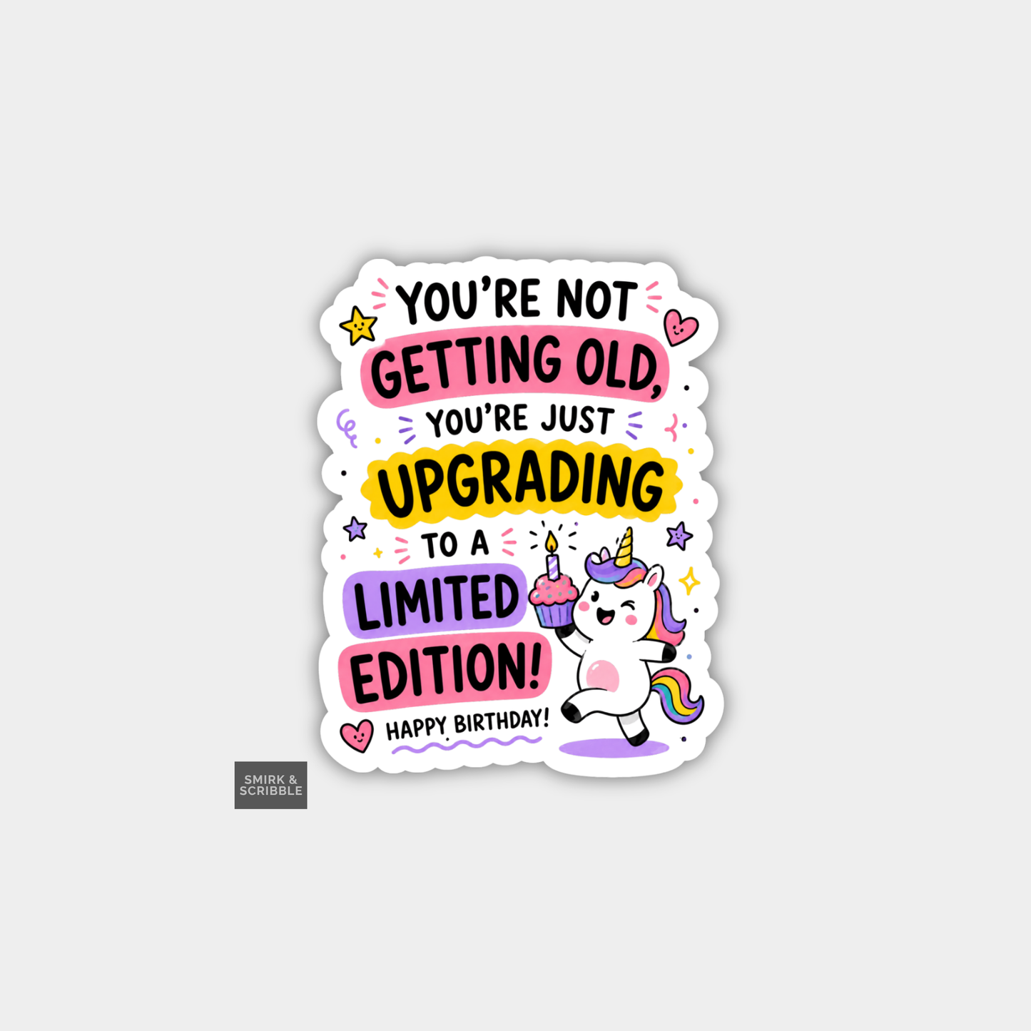 Funny Cheeky Rude Birthday Vinyl Sticker - Unicorn