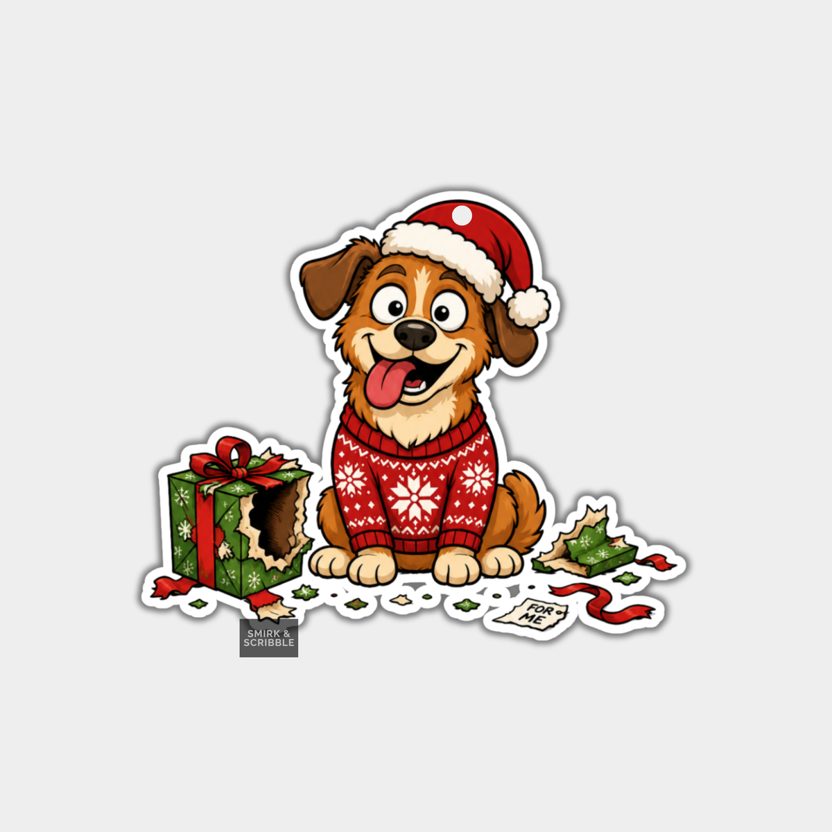 Funny Christmas Gift Tags - Cute Happy Dog