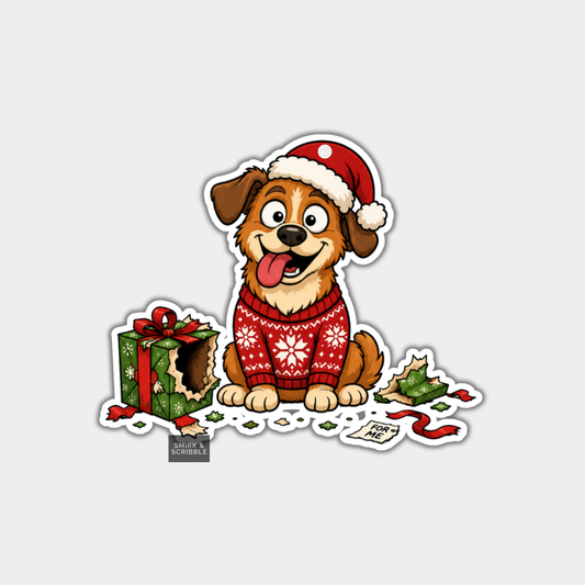 Funny Christmas Gift Tags - Cute Happy Dog