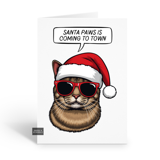 Santa Hat Cat Christmas Card