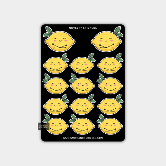 Funny Vinyl Sticker Sheet - Cute Lemon