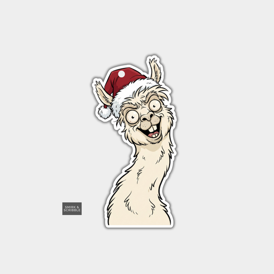 Funny Christmas Gift Tags - Unhinged Posing Llama