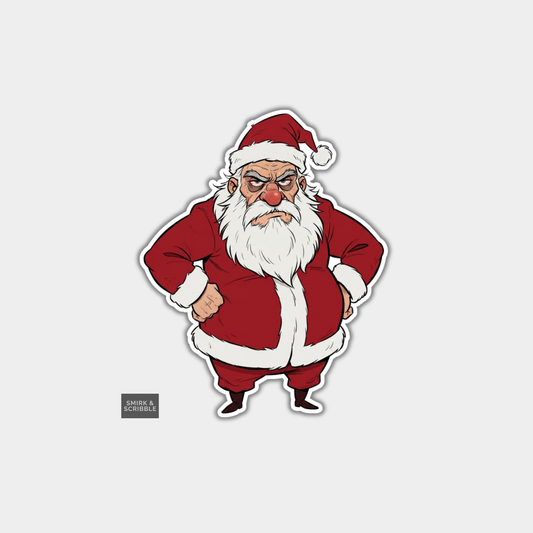 Funny Christmas Sticker - Grumpy Santa Claus
