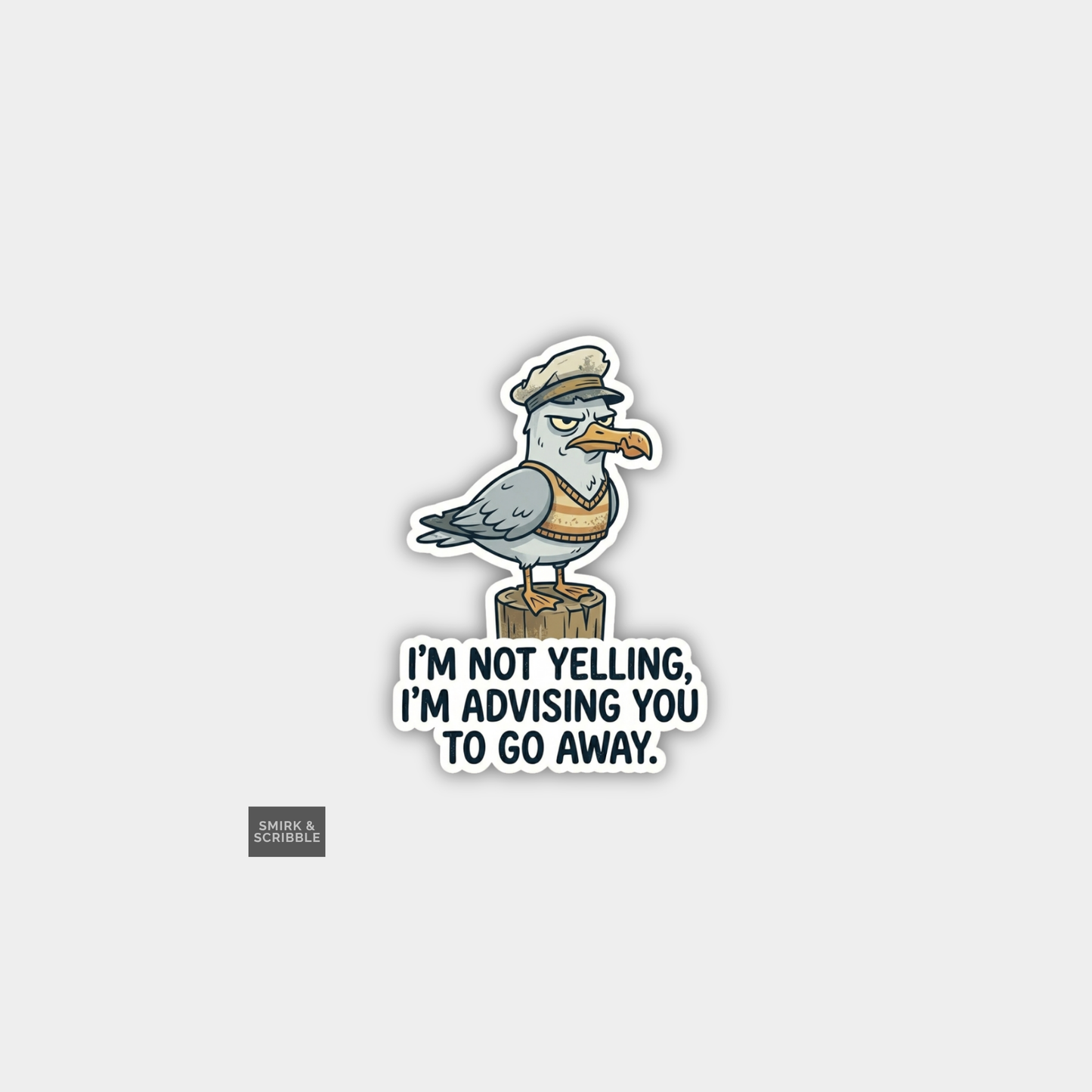 Funny Snarky Joke Vinyl Sticker - Go Away Seagull