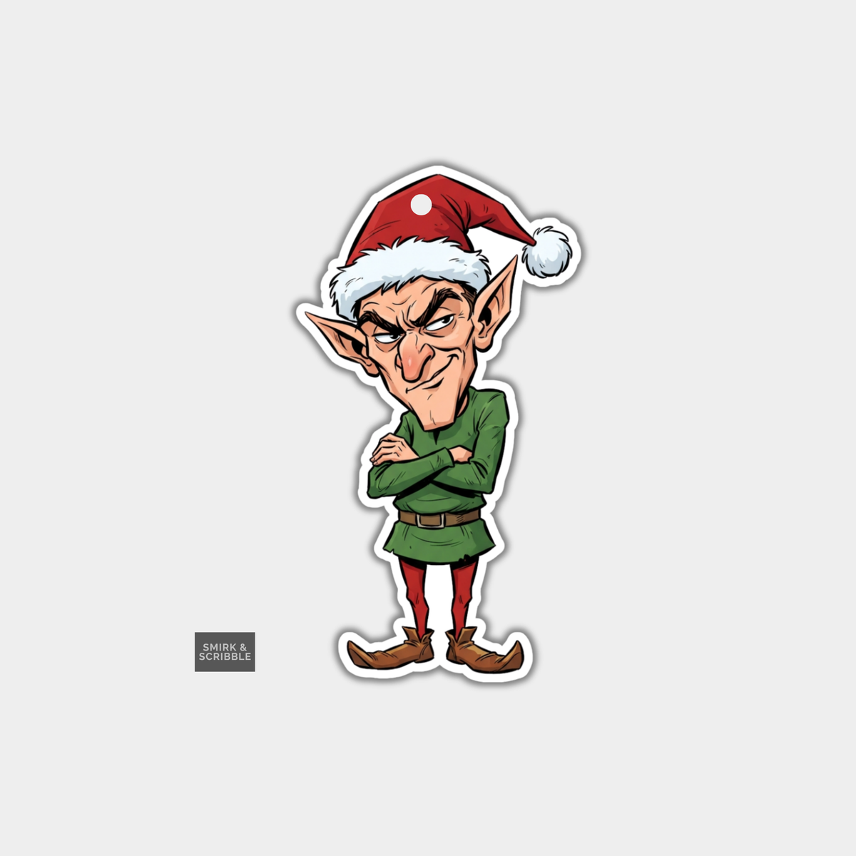 Funny Christmas Gift Tags - Sly Posing Elf