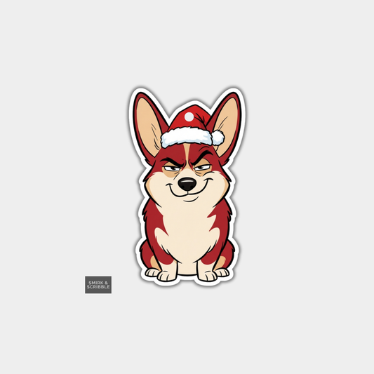 Funny Christmas Gift Tags - Smug Corgi Sitting