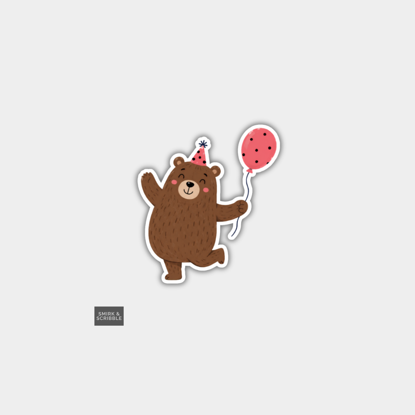 Funny Character Vinyl Sticker - Birthday Bear