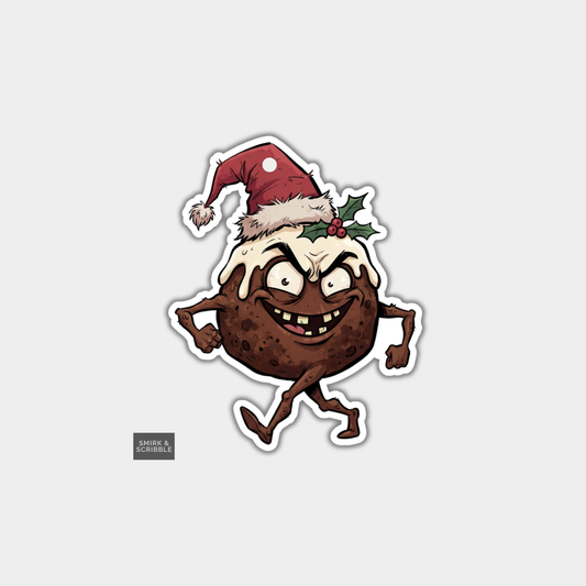 Funny Christmas Gift Tags - Cheeky Xmas Pudding Marching