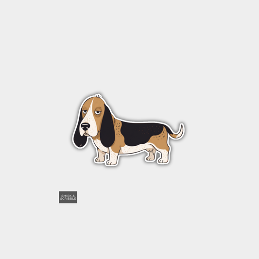 Funny Die Cut Vinyl Sticker - Basset Hound Dog