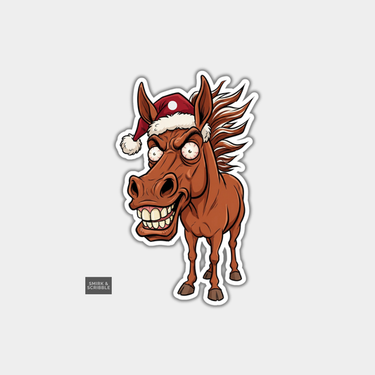 Funny Christmas Gift Tags - Unhinged Horse Standing
