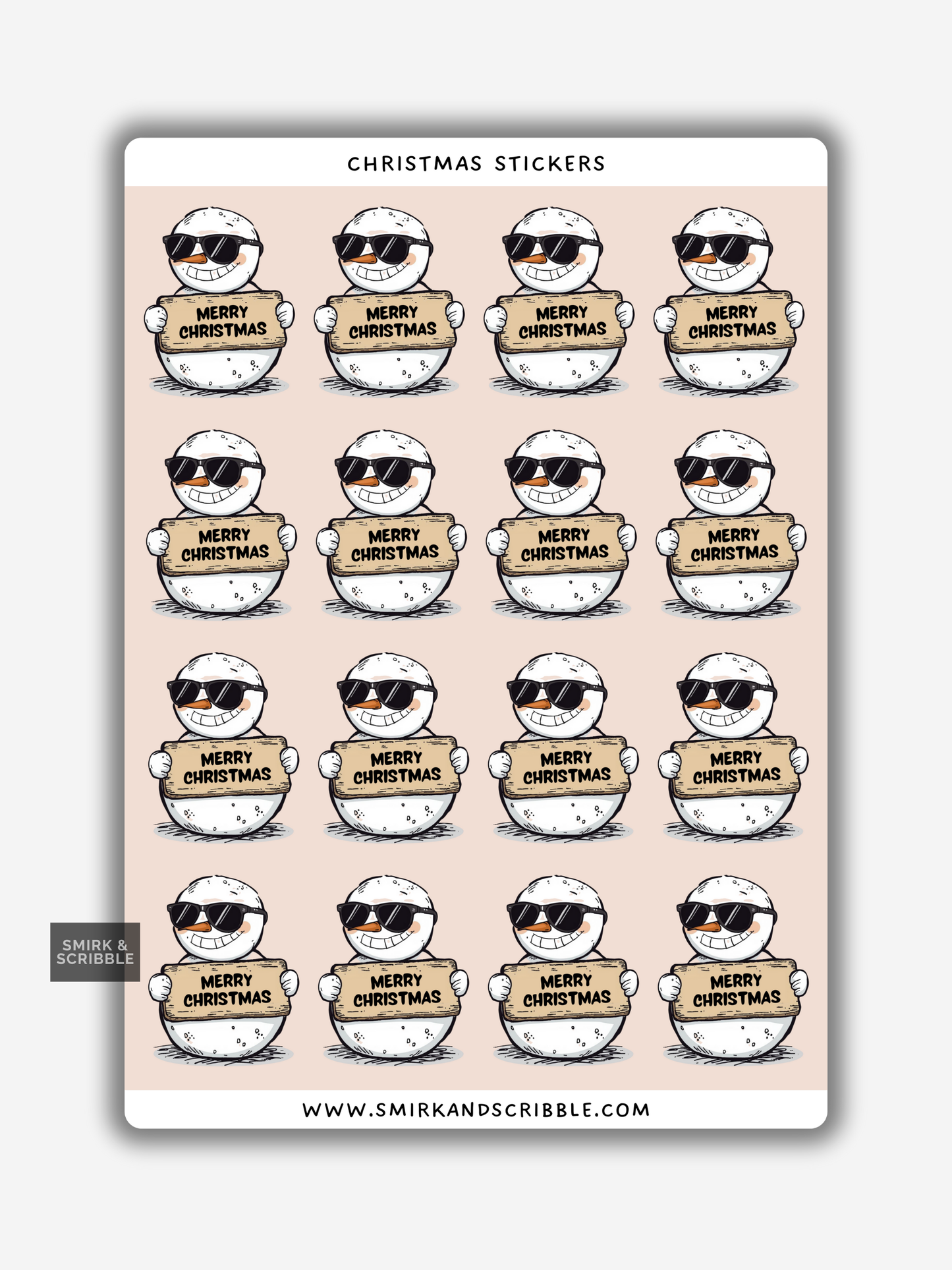 Snowman Christmas Sticker Sheet