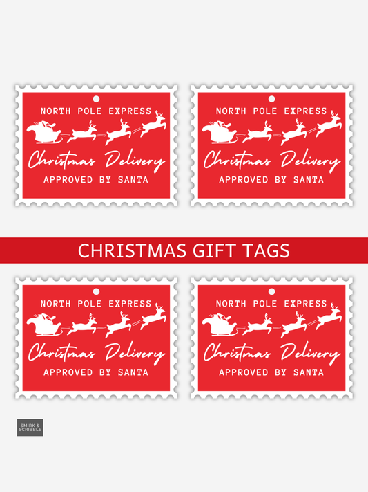 Red Delivery Christmas Gift Tags