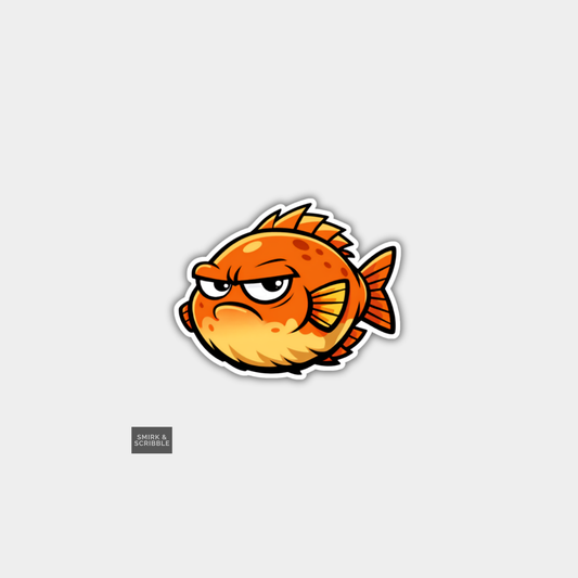 Funny Character Vinyl Sticker - Grumpy Fish