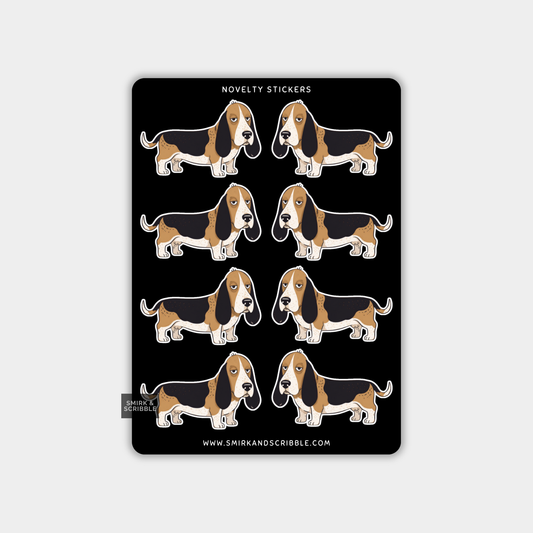 Funny Vinyl Sticker Sheet - Cute Basset Hound