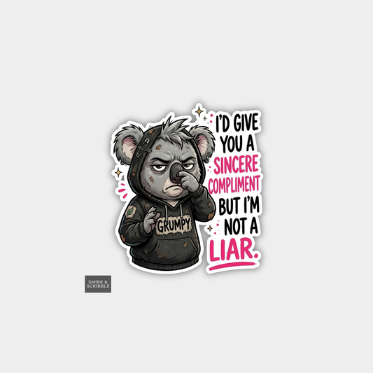 Funny Snarky Joke Vinyl Sticker - Not A Liar Koala
