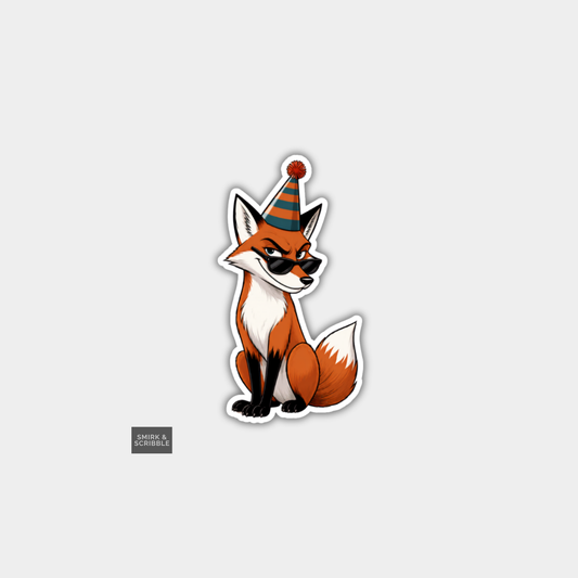 Funny Character Vinyl Sticker - Birthday Fox Posing