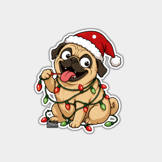 Funny Christmas Gift Tags - Cute Cheeky Pug Dog