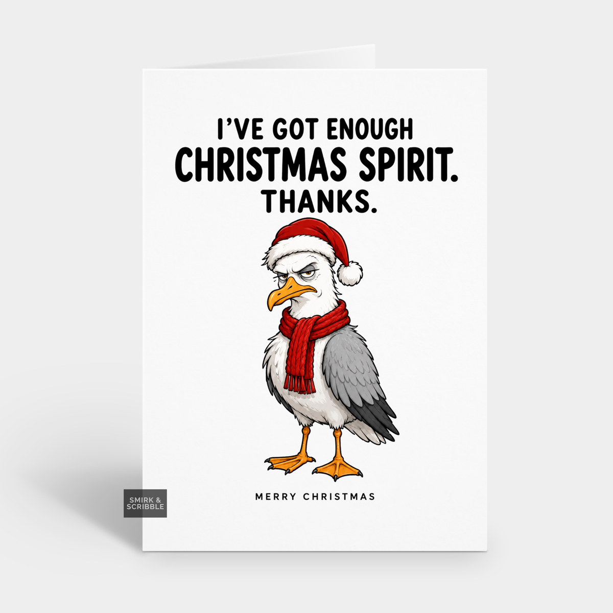 Funny Christmas Card - Enough Spirit Seagull