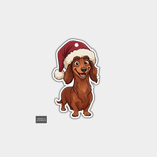 Funny Christmas Gift Tags - Cheeky Dog In Santa Hat
