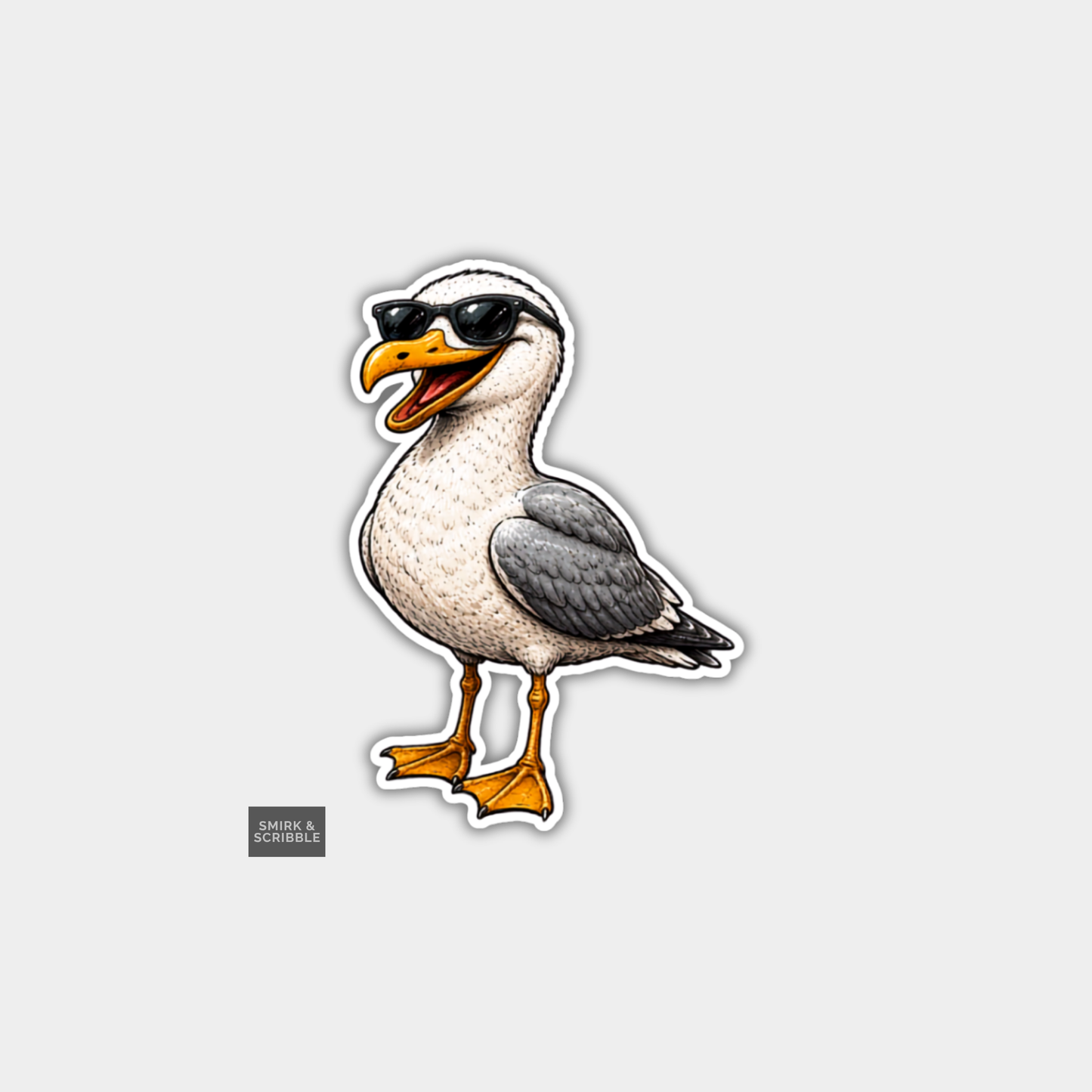 Funny Die Cut Vinyl Sticker - Sunglasses Seagull