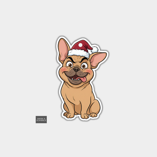 Funny Christmas Gift Tags - Cheeky Silly Dog In Santa Hat
