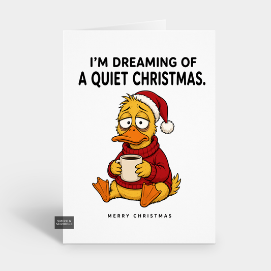 Funny Christmas Card - Dreaming Yellow Duck