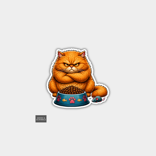Funny Die Cut Vinyl Sticker - Angry Orange Cat