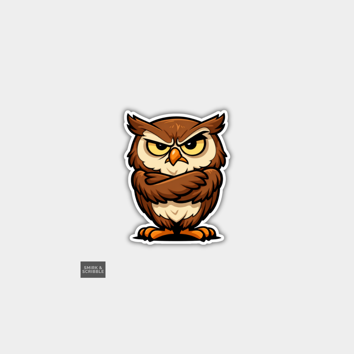 Funny Character Vinyl Sticker - Grumpy Stroppy Owl