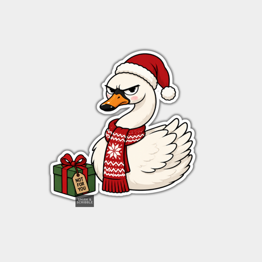 Funny Christmas Sticker - Cute Grumpy Swan