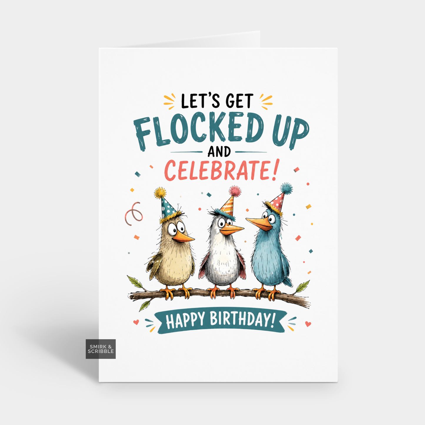 Funny Birthday Card - Flocked Up Birds