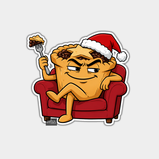 Funny Christmas Sticker - Cute Cheeky Mince Pie