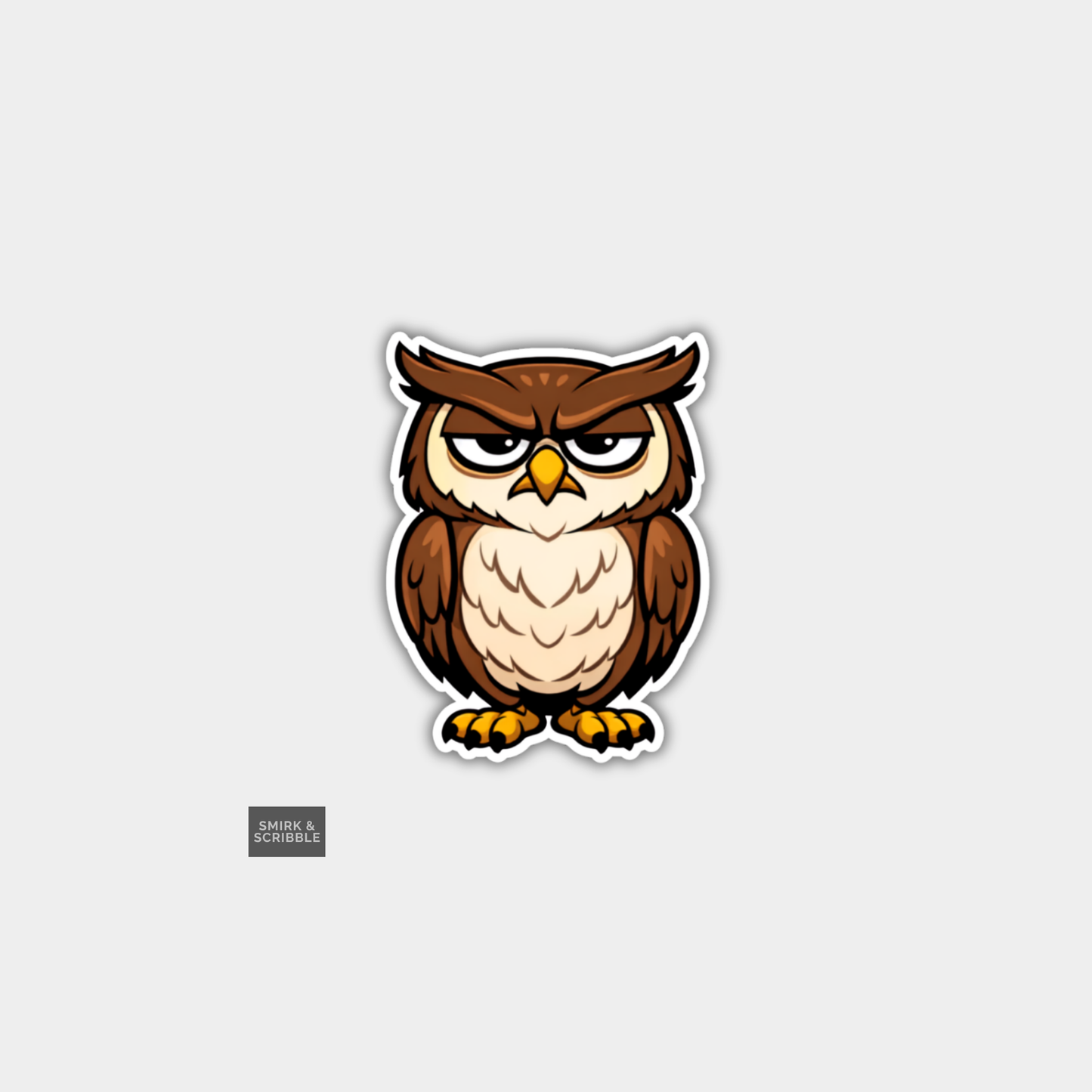Funny Character Vinyl Sticker - Grumpy Owl