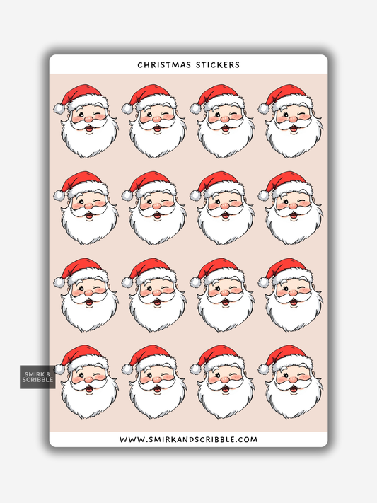 Santa Face Christmas Sticker Sheet