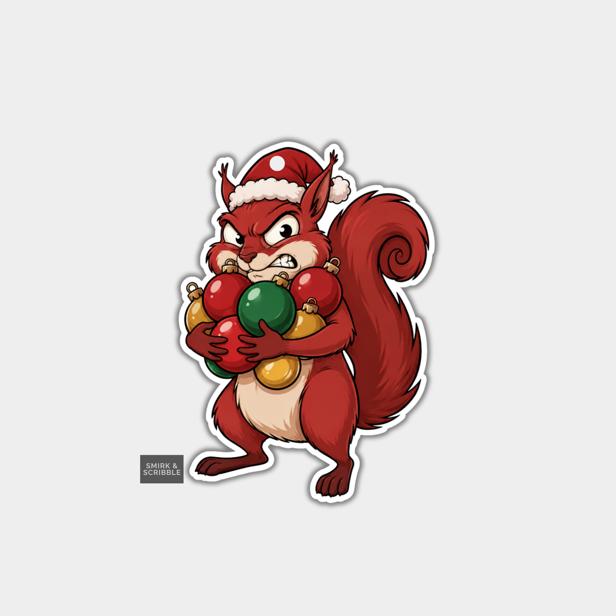 Funny Christmas Gift Tags - Squirrel & Baubles