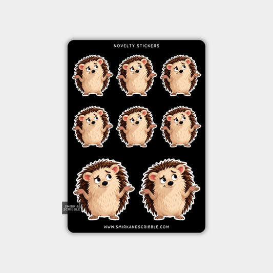 Funny Vinyl Sticker Sheet - Cute Hedgehog
