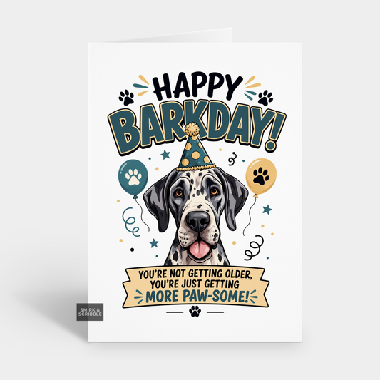 Funny Birthday Card - Barkday Pawsome