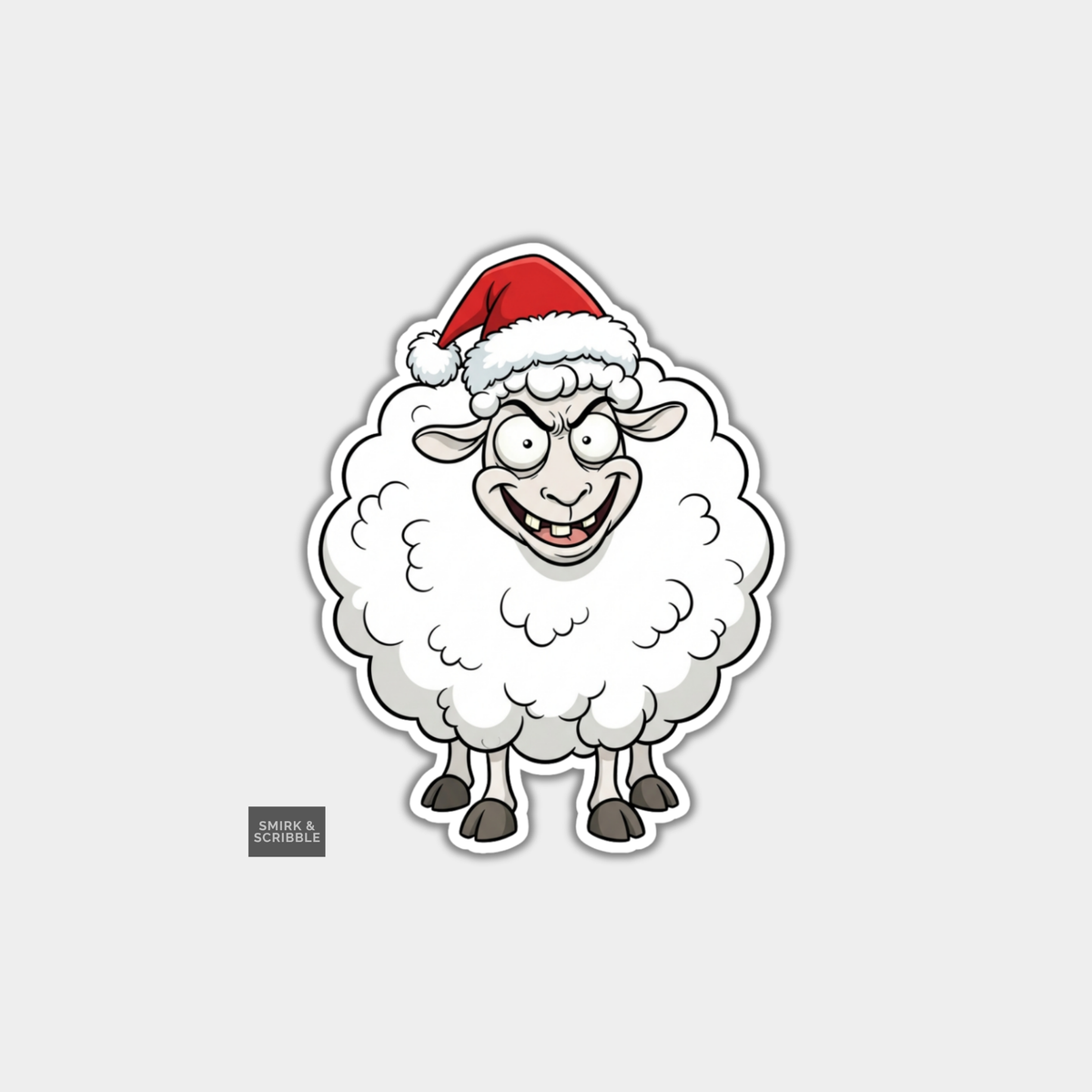 Funny Christmas Sticker - Cheeky Fluffy Sheep