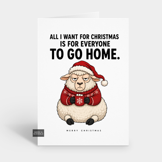 Funny Christmas Card - Antisocial Sheep